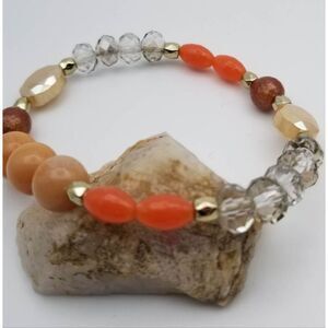 Peaches and cream beaded bracelet‎